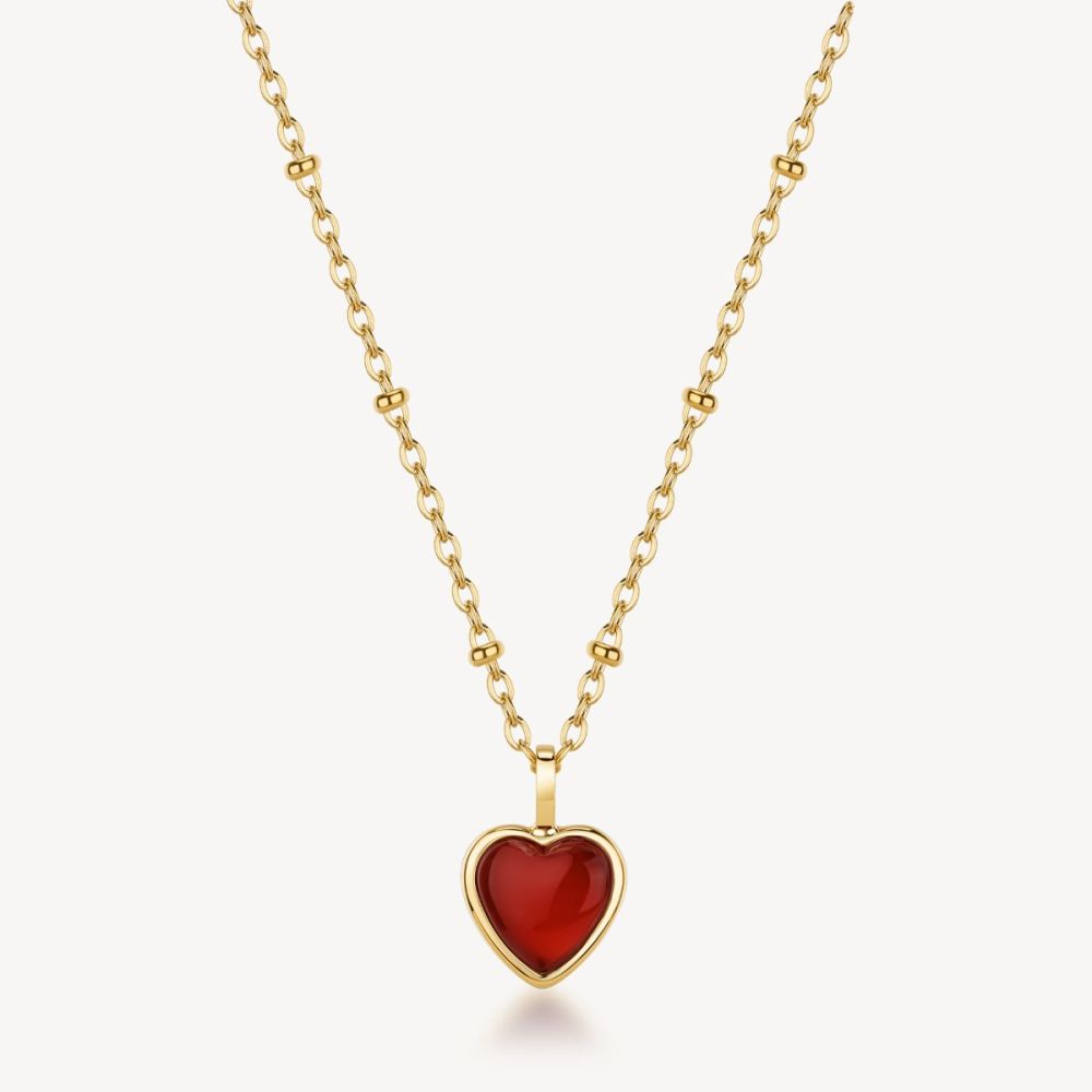 Brosway Collana Acciaio Gold Cuore Agata Rossa