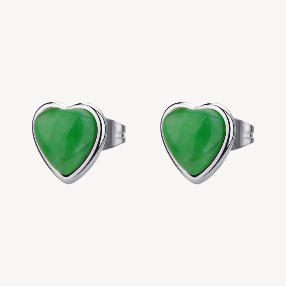 Brosway Orecchini Acciaio Cuore Giada Verde