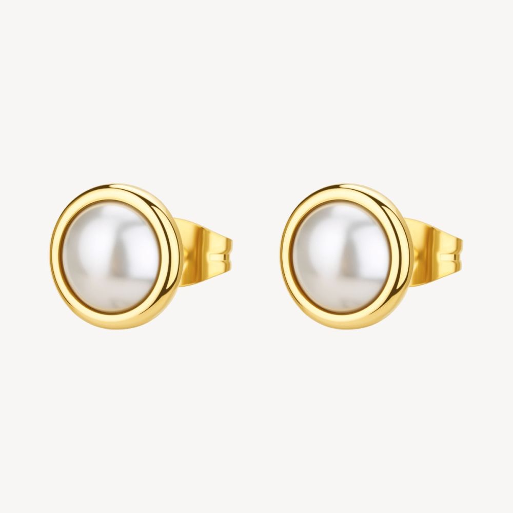 Brosway Orecchini Acciaio Gold Perla Bianca