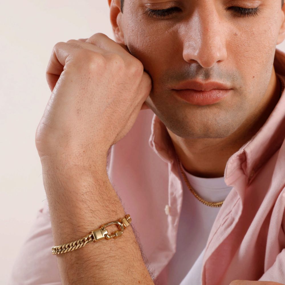 Brosway Bracciale Uomo Grumette Serrata Acciaio Gold Naxos-L 21.5 CM