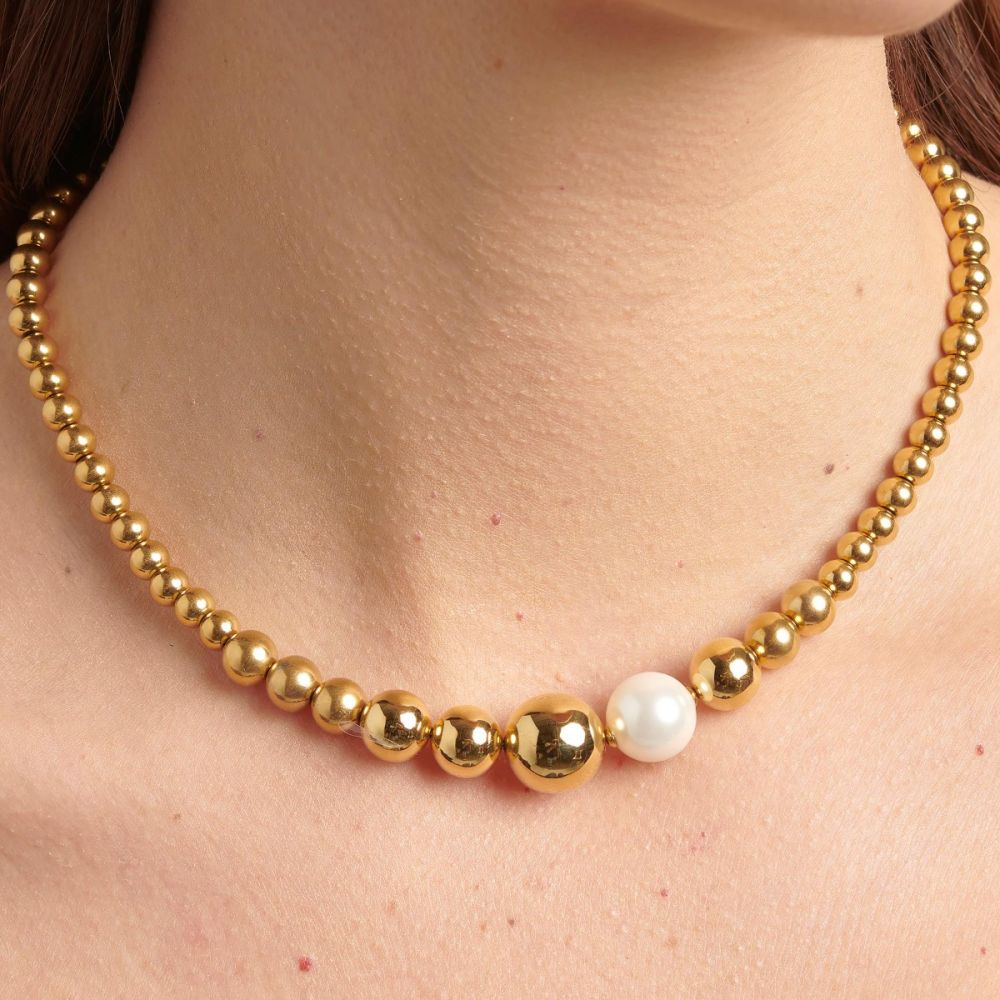 Brosway Collana Acciaio Gold con Perla di Conchiglia Perfect