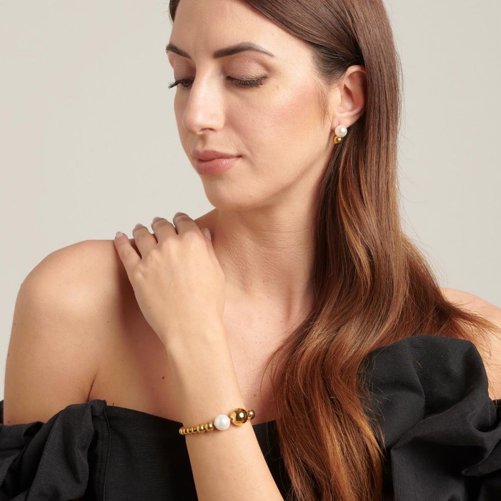 Brosway Bracciale Acciaio Gold con Perla di Conchiglia Perfect