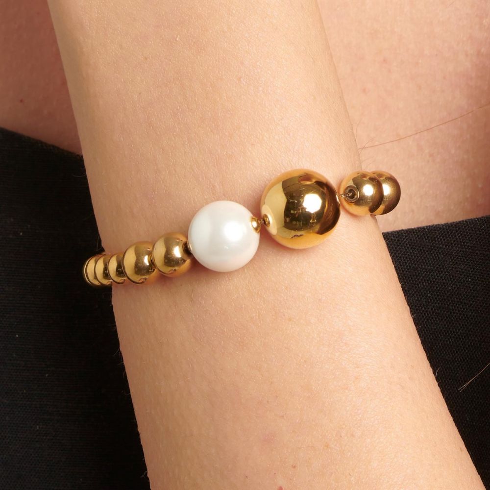 Brosway Bracciale Acciaio Gold con Perla di Conchiglia Perfect