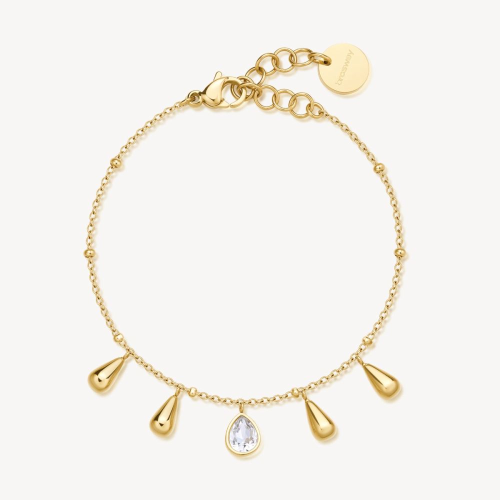 Brosway Bracciale Acciaio Gold 4 Goccie e Cristallo Perfect