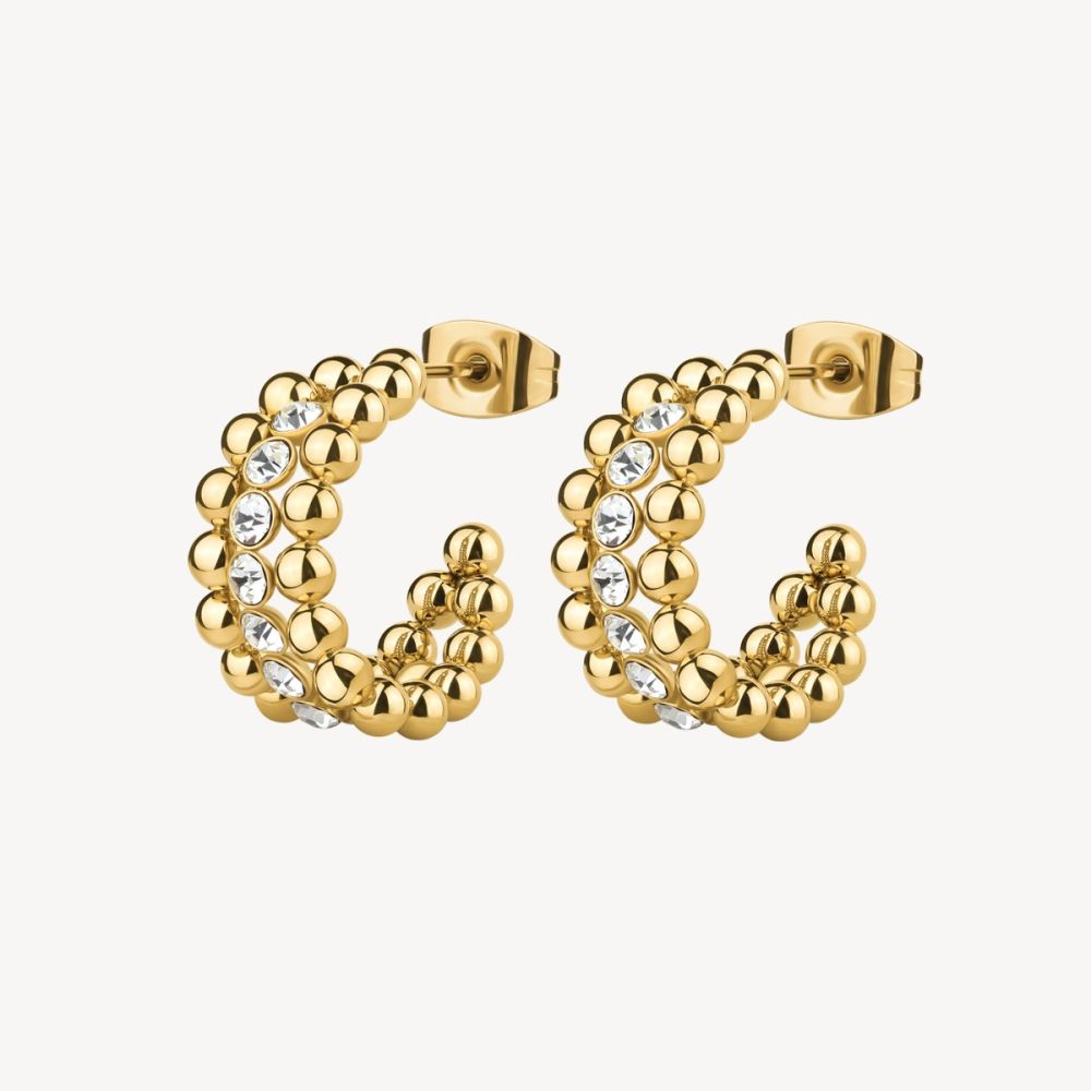 Brosway Orecchini Semicerchio Acciaio Gold e Zirconi Perfect