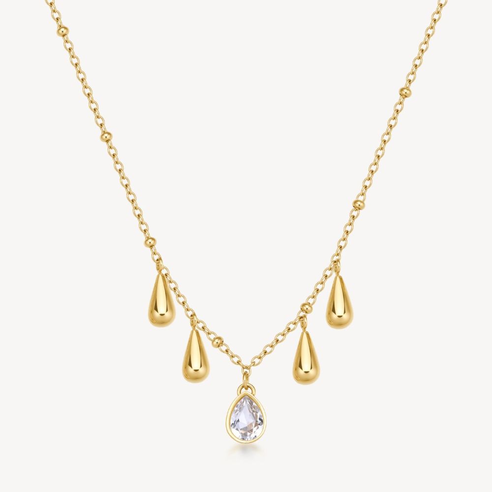 Brosway Collana Acciaio Gold 4 Goccie e Cristallo Perfect