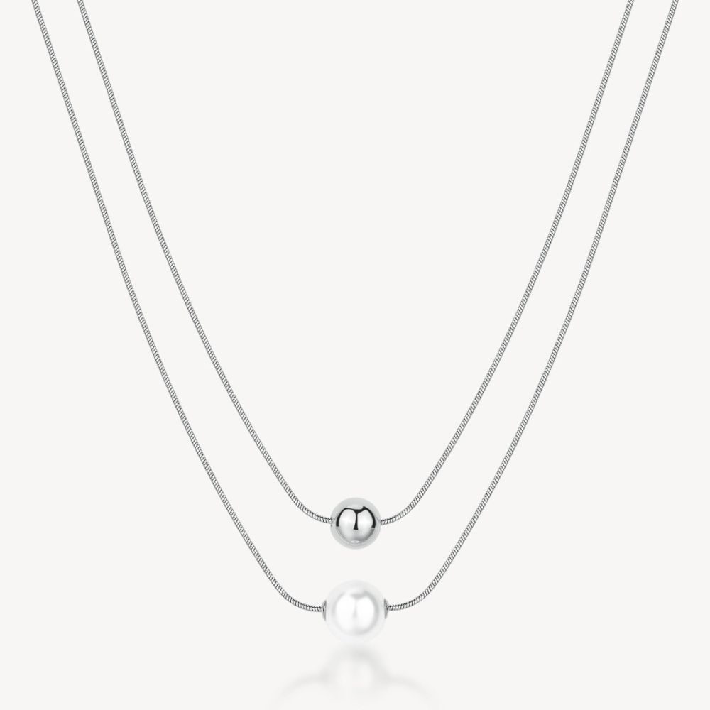 Brosway Collana 2 Fili Acciaio Sfera e Perla Perfect
