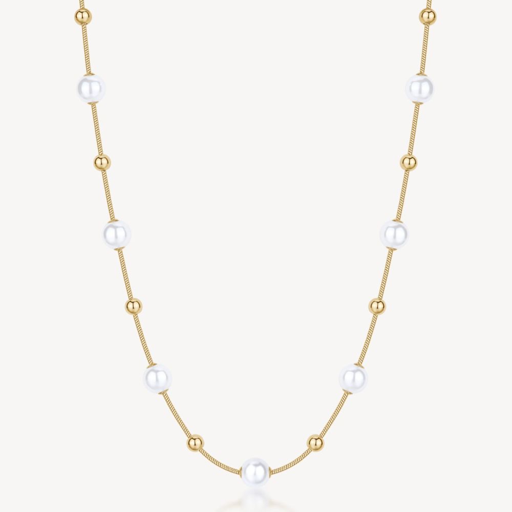 Brosway Collana Acciaio Gold Sfere e Perle Perfect