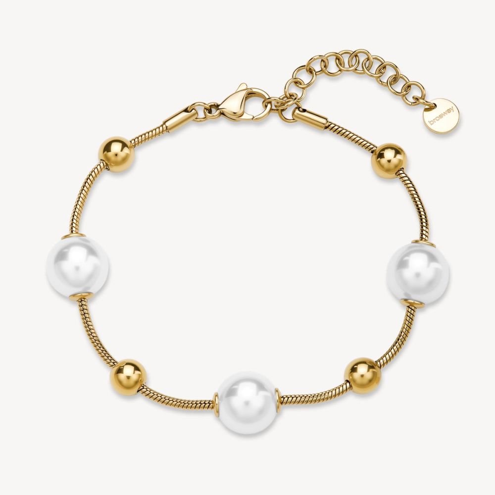 Brosway Bracciale Acciaio Gold Perle e Sfere Perfect 