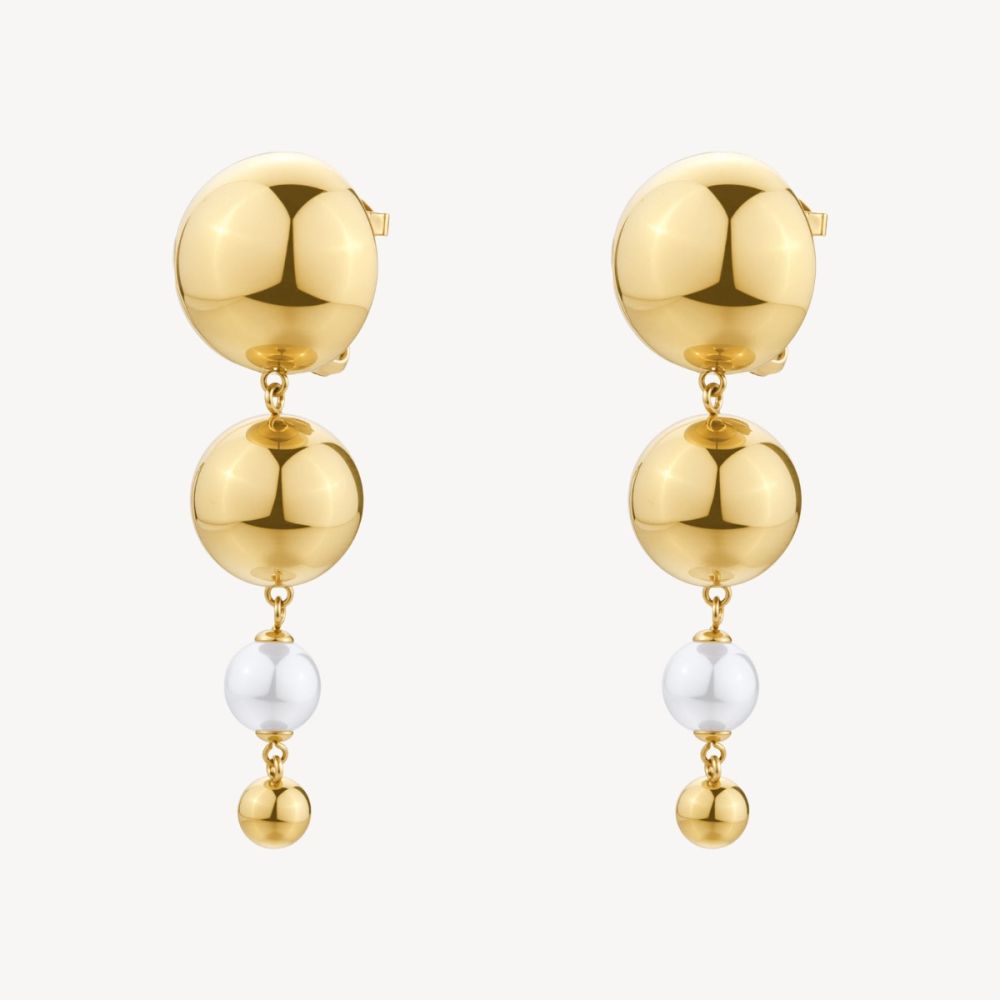 Brosway Orecchini Acciaio Gold Sfere e Perle Perfect
