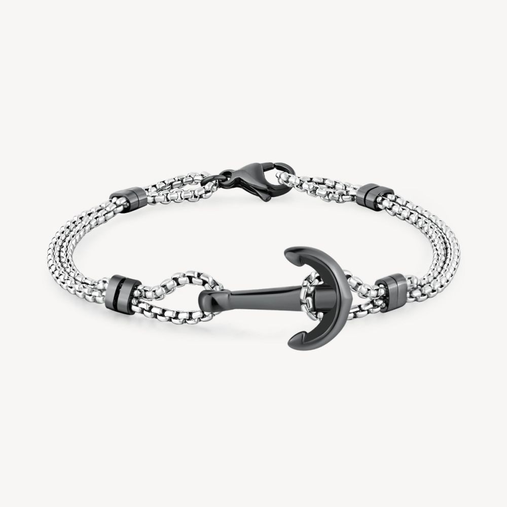Brosway Bracciale Acciaio Ancora Pvd Rutenio Poseidon
