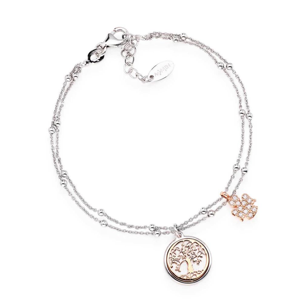 Amen Bracciale 2 Fili Argento Albero della Vita