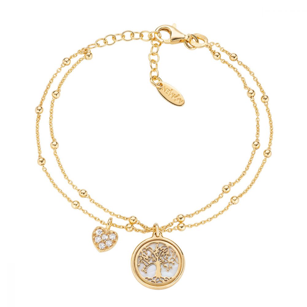 Amen Bracciale Argento Gold Albero della Vita e Cuore