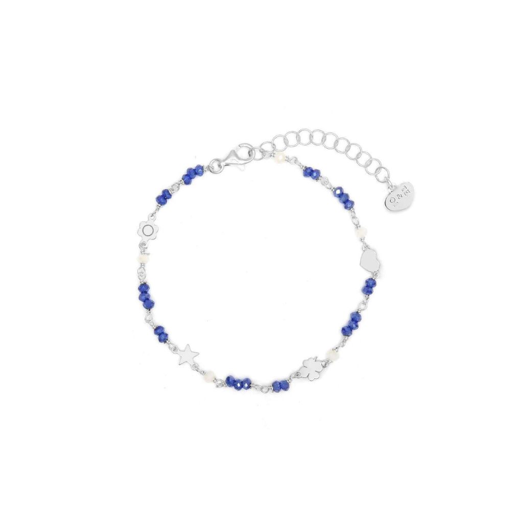 Io & Te Bracciale Argento Cristalli Blu e Quadrifogli