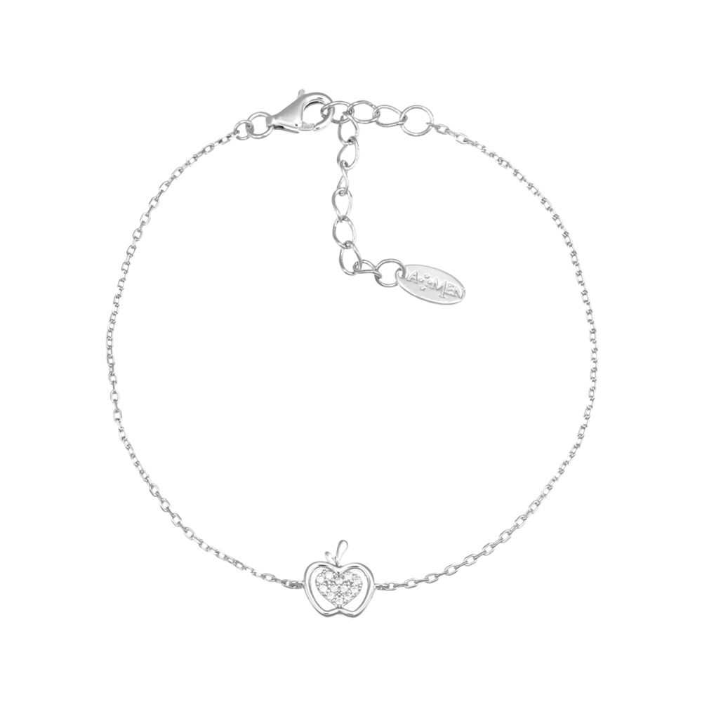 Amen Bracciale Argento Mela e Cuore Zirconato