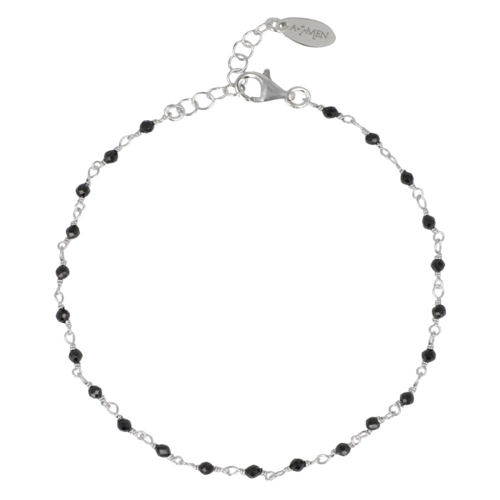 Amen Bracciale Argento con Cristalli Neri