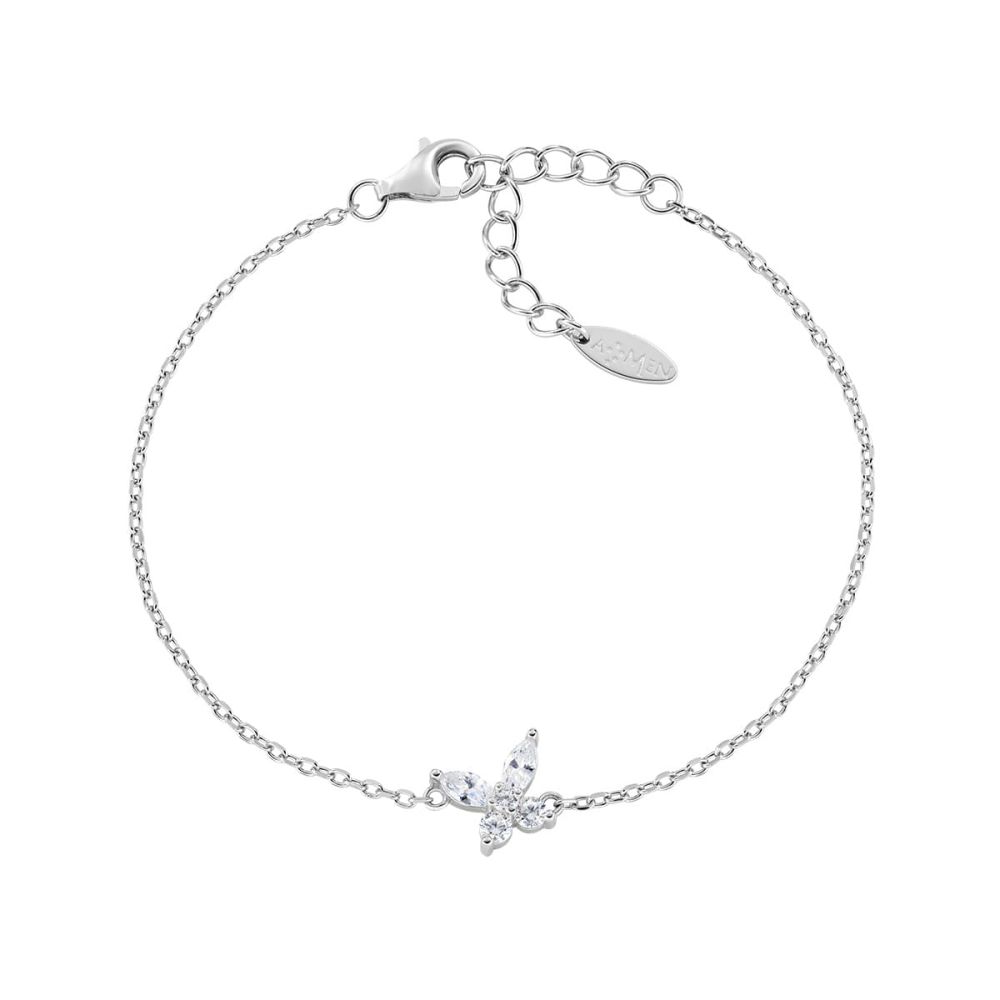 Amen Bracciale Argento Farfalla Zirconi Bianchi