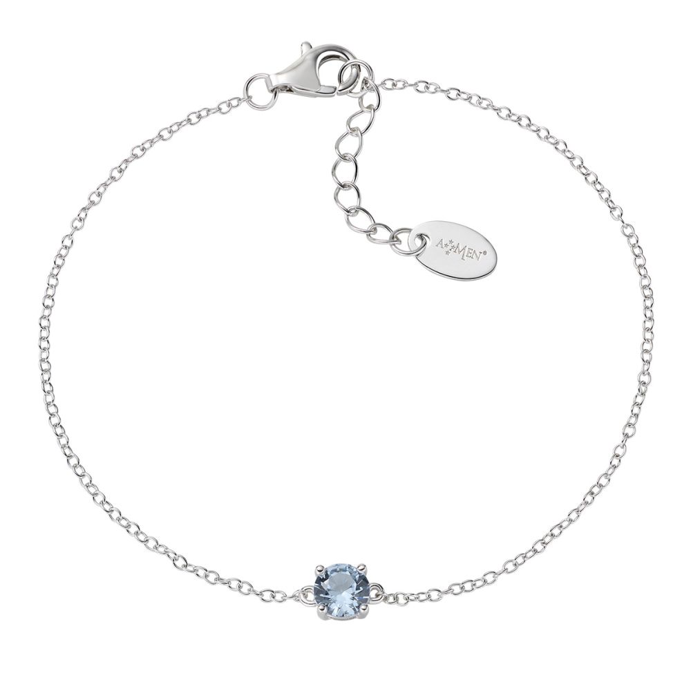 Amen Bracciale Argento Zircone Acquamarina