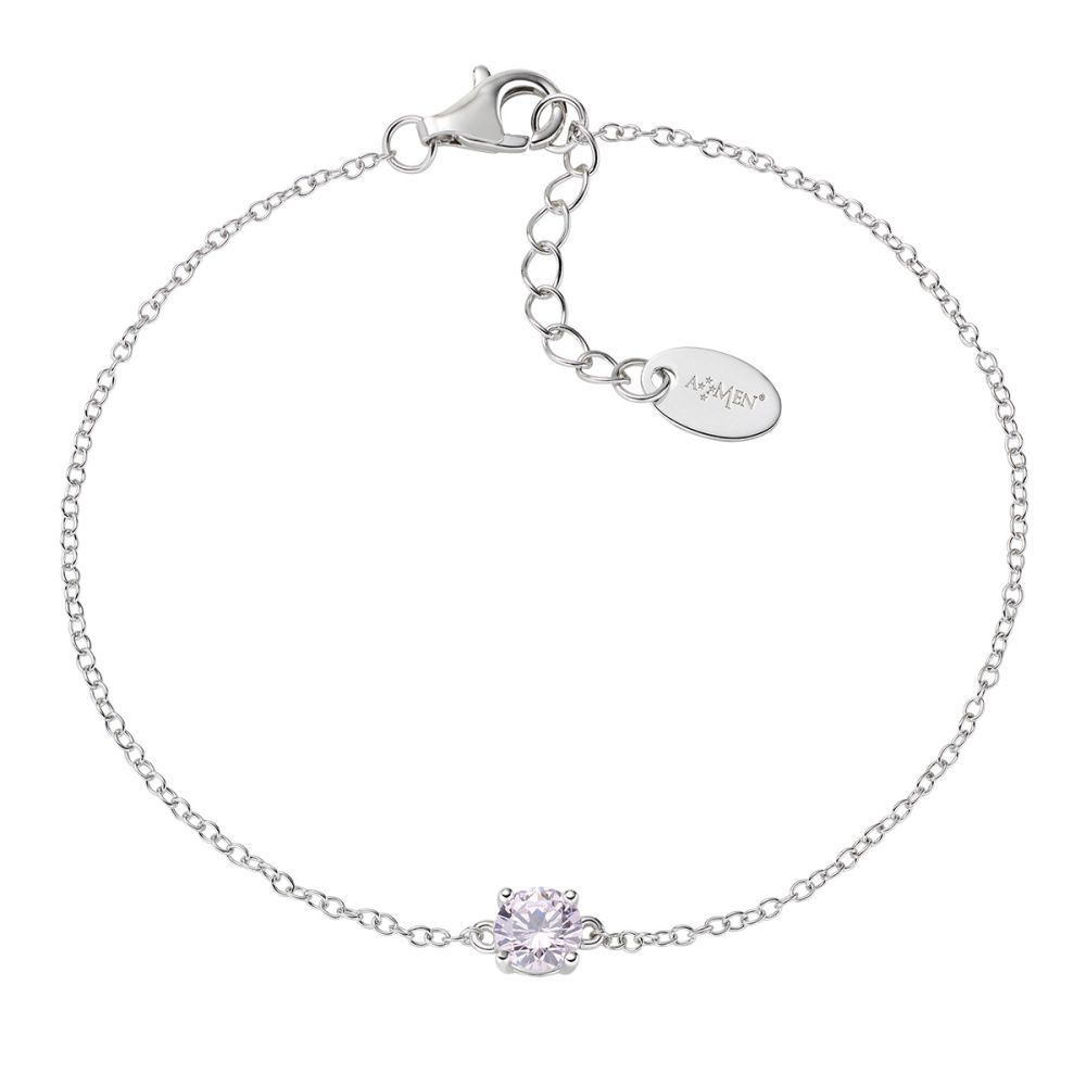 Amen Bracciale Argento Zircone Rosa