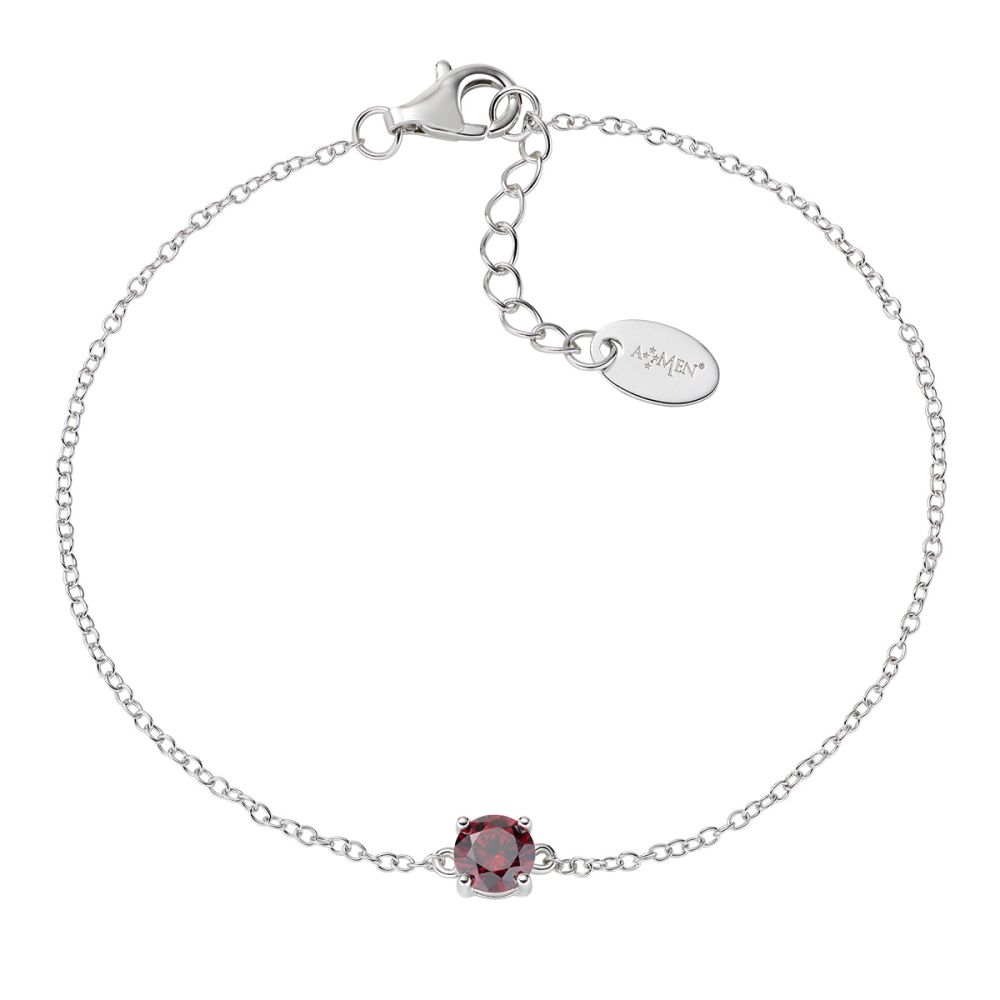 Amen Bracciale Argento Zircone Rosso