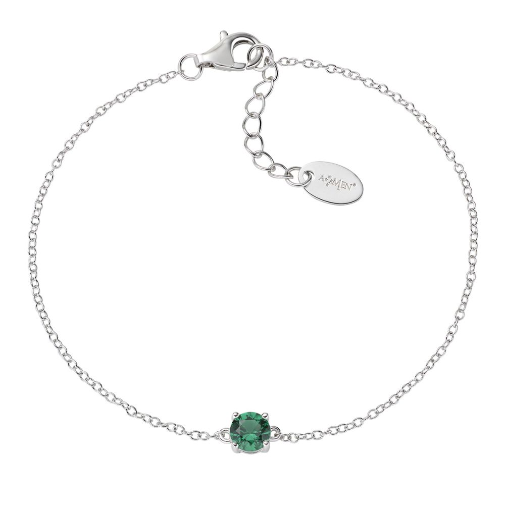 Amen Bracciale Argento Zircone Verde