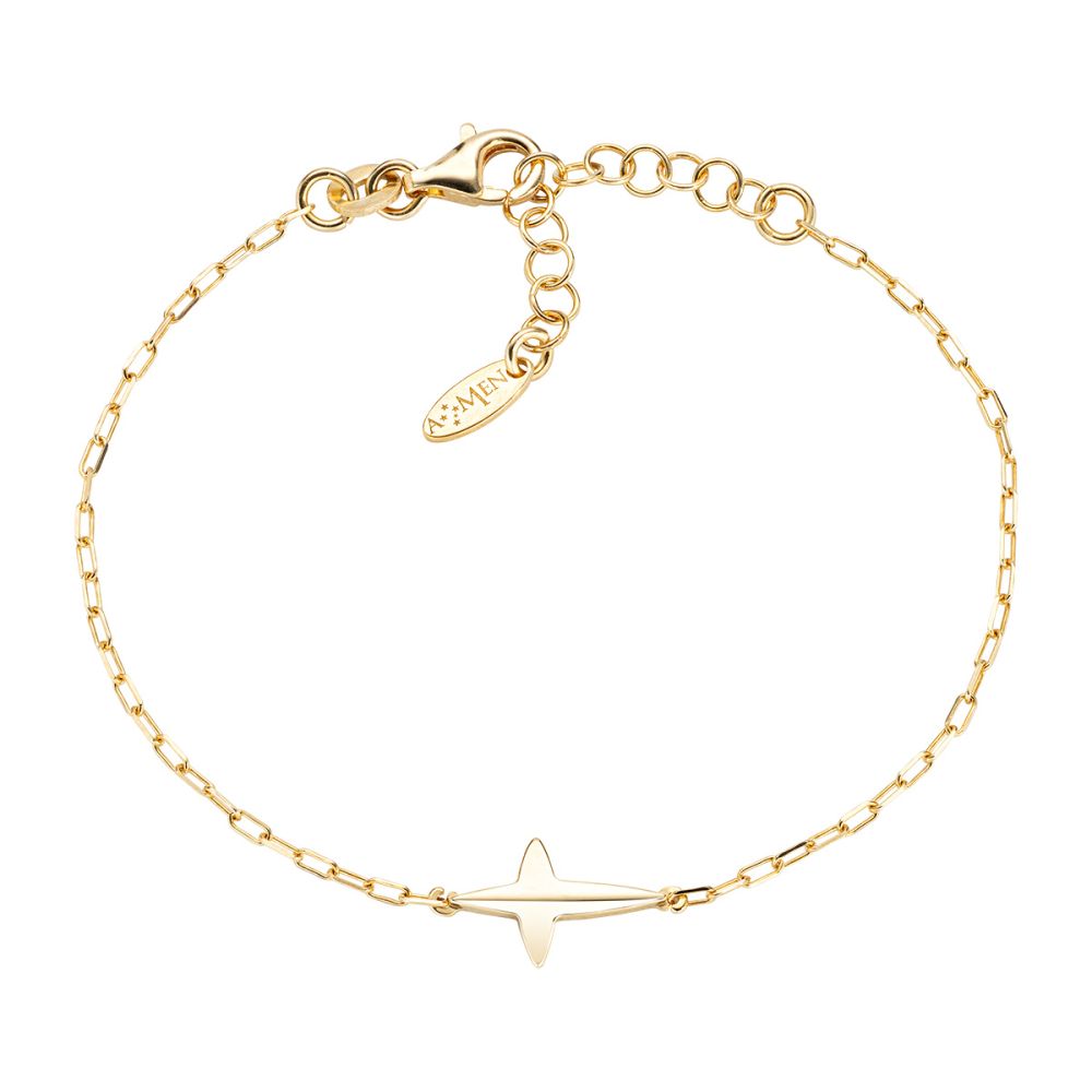 Amen Bracciale Donna Argento Dorato Croce Appuntita