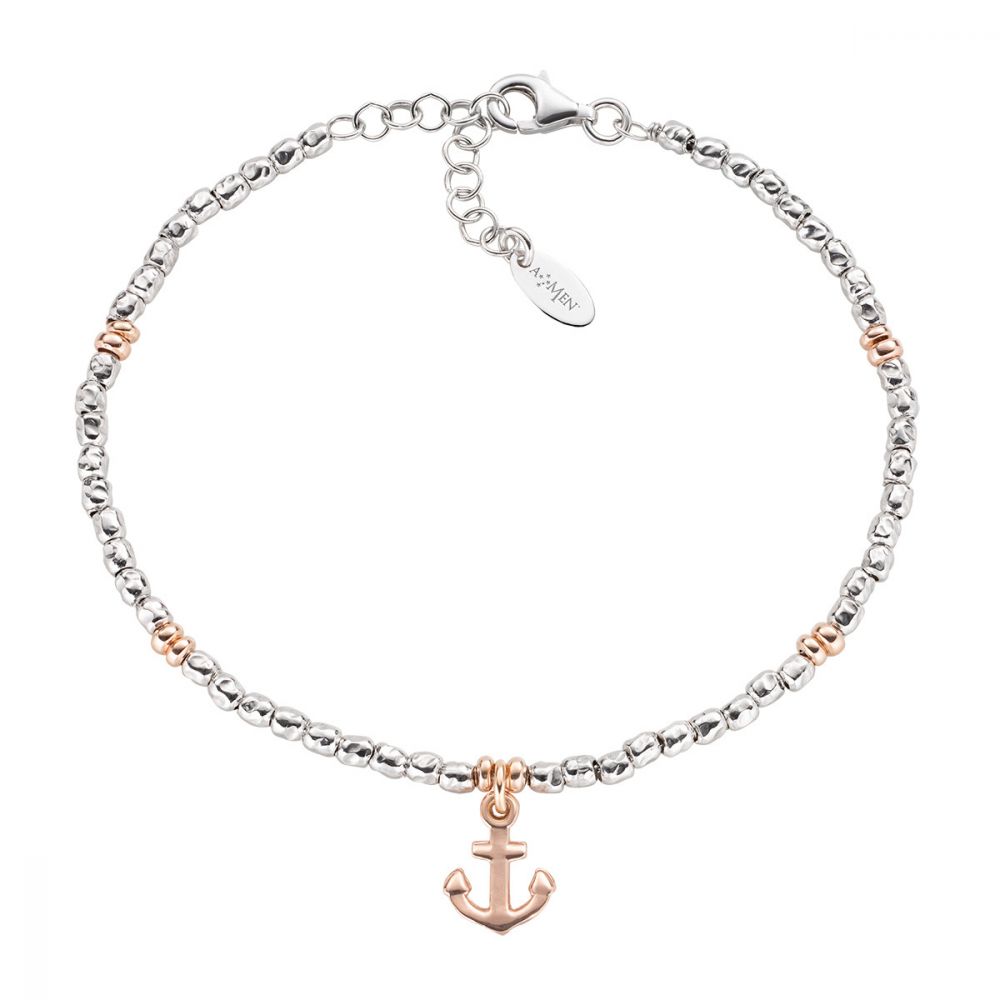 Amen Bracciale Uomo Argento Rodiato Ancora Rosè