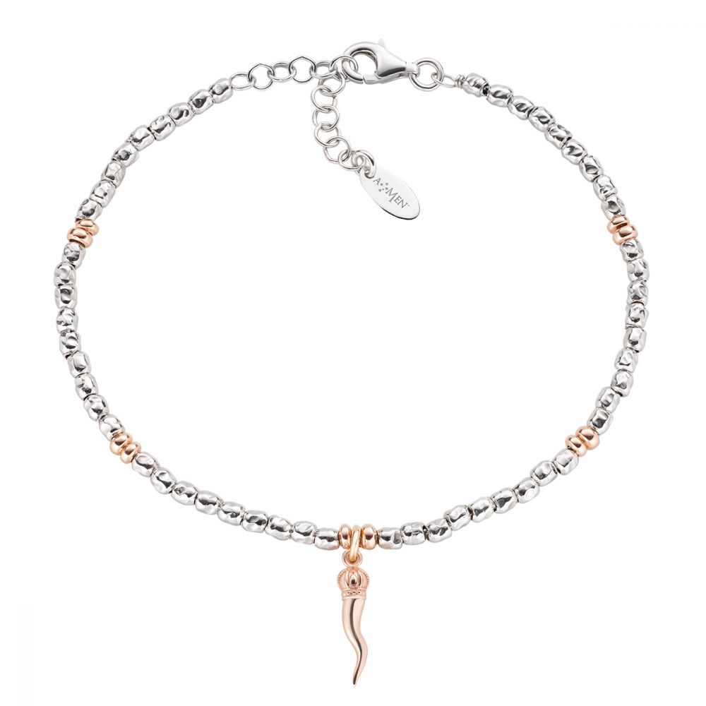 Amen Bracciale Uomo Argento Cornetto Rosè