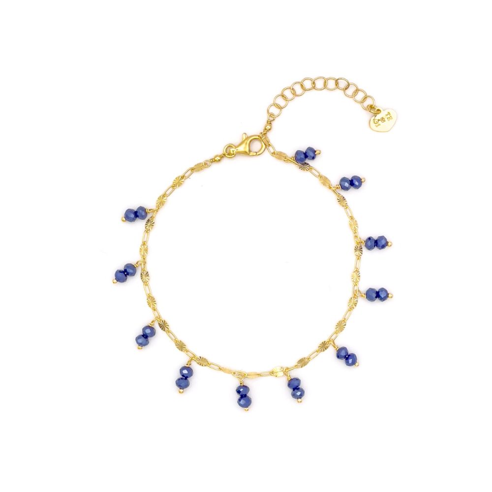 Io & Te Bracciale Argento Dorato Cristalli Blu