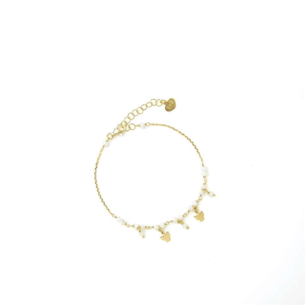 Io & Te Bracciale Argento Dorato Cristalli Bianchi e Angeli