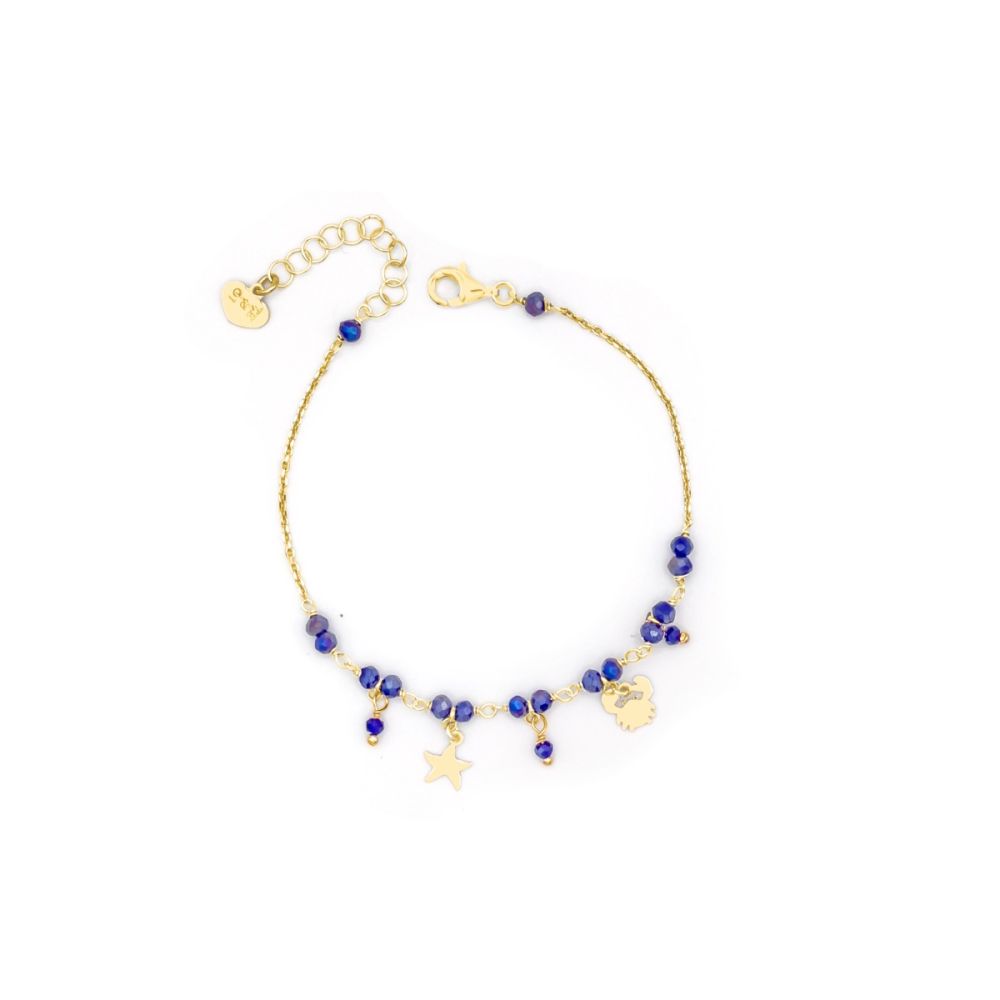 Io & Te Bracciale Argento Dorato Cristalli Blu