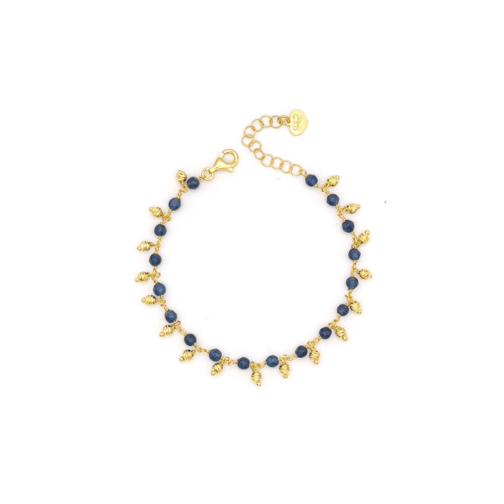 Io & Te Bracciale Argento Dorato Cristalli Blu e Sfere