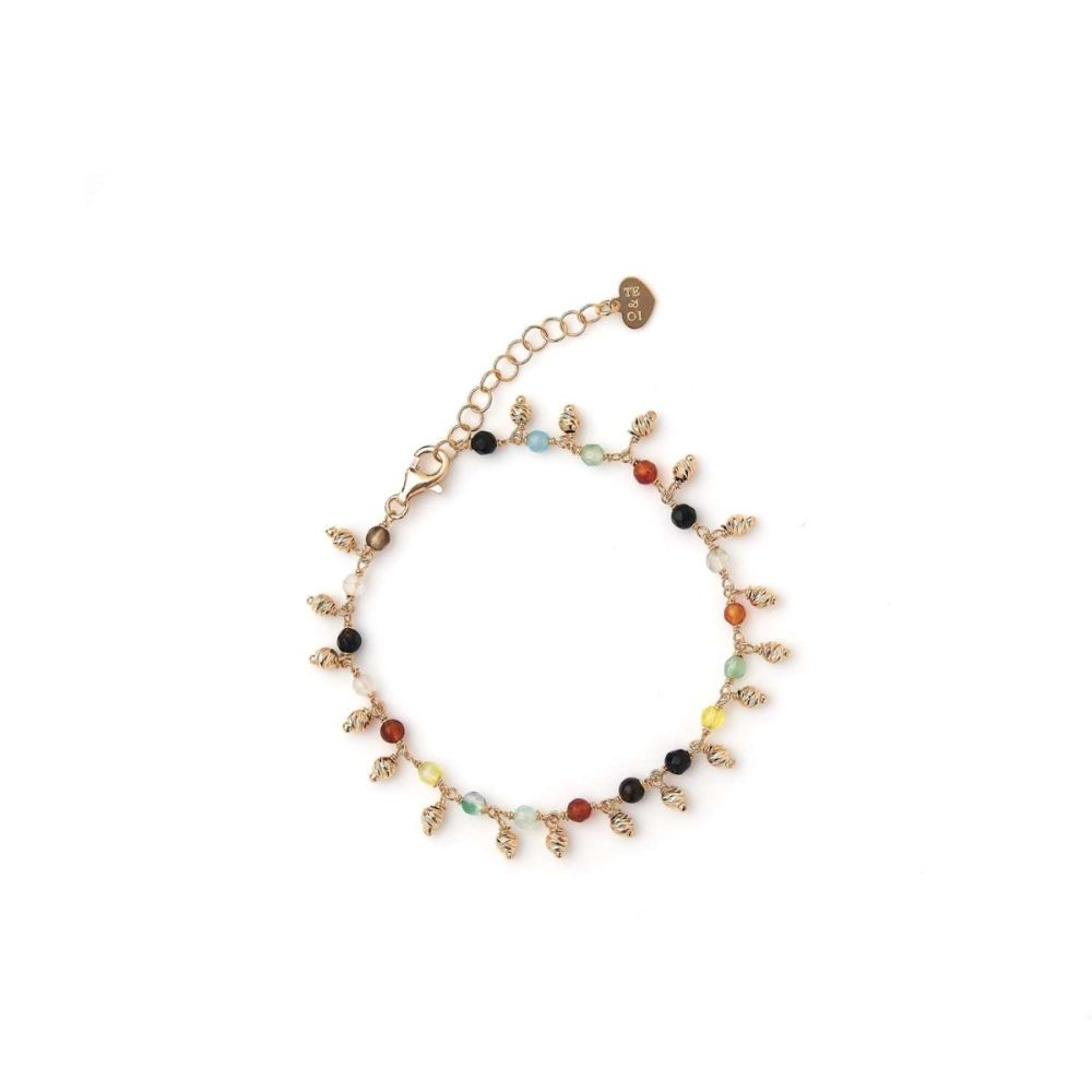 Io & Te Bracciale Argento Rosè Pietre Multi e Palline