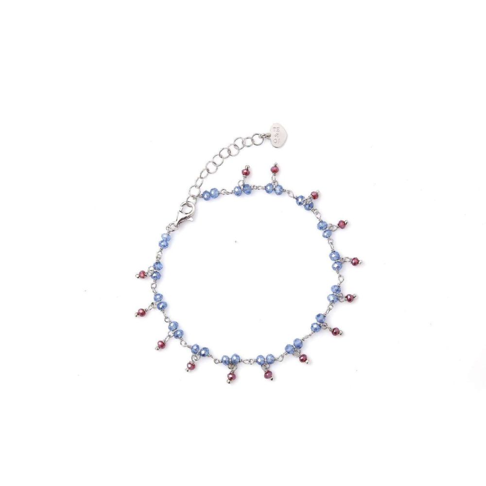 Io & Te Bracciale Argento Cristalli Celesti e Rossi