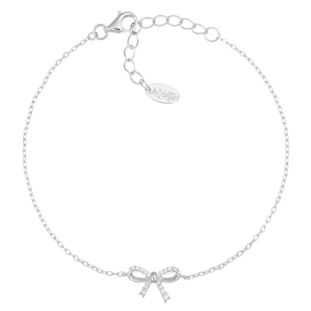 Amen Bracciale Argento Fiocco Zirconato