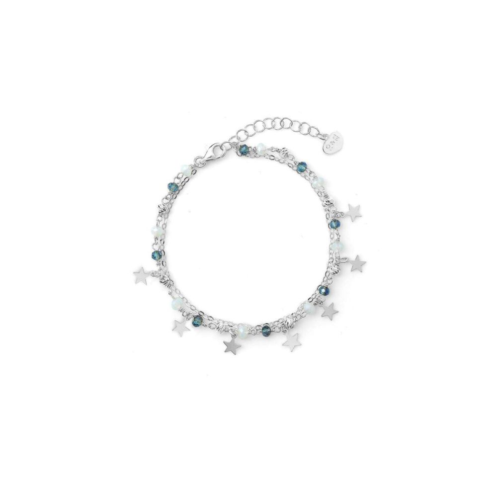Io & Te Bracciale 2 Fili Argento Cristalli Celesti e Stelle
