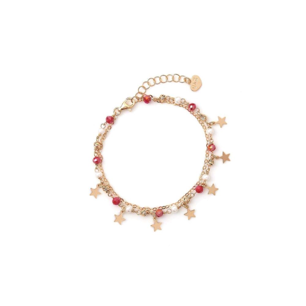 Io & Te Bracciale Argento Rosato Stelle e Cristalli