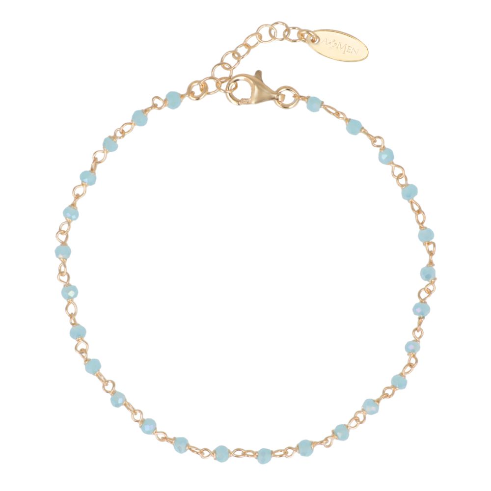 Amen Bracciale Argento Gold con Cristalli Azzurri