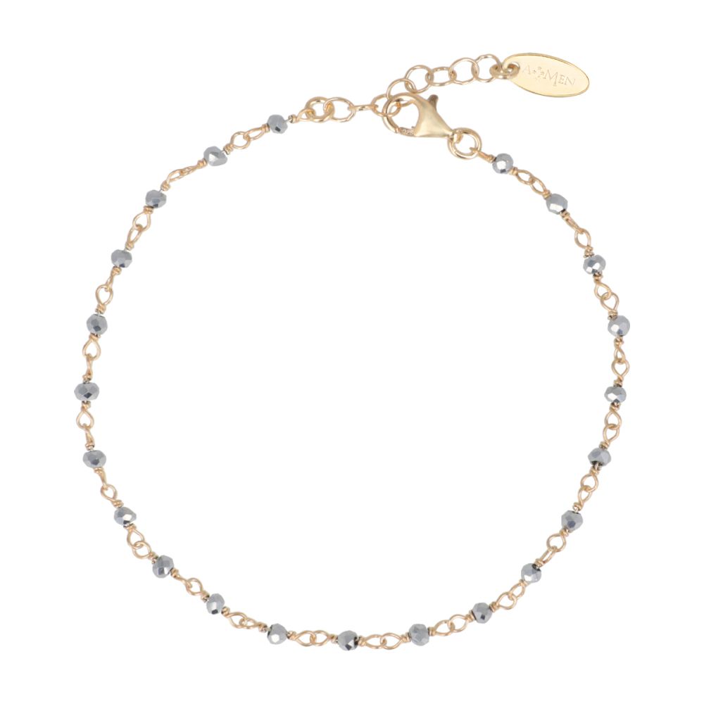 Amen Bracciale Argento Gold con Cristalli Grigi