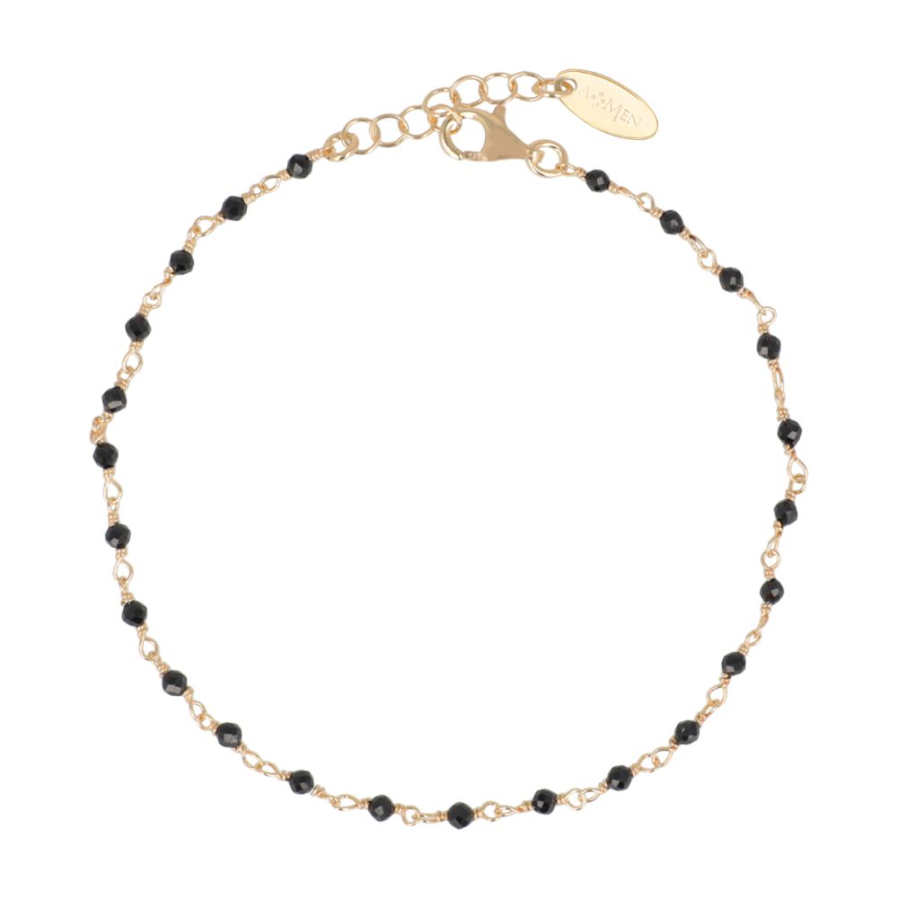 Amen Bracciale Argento Gold con Cristalli Neri