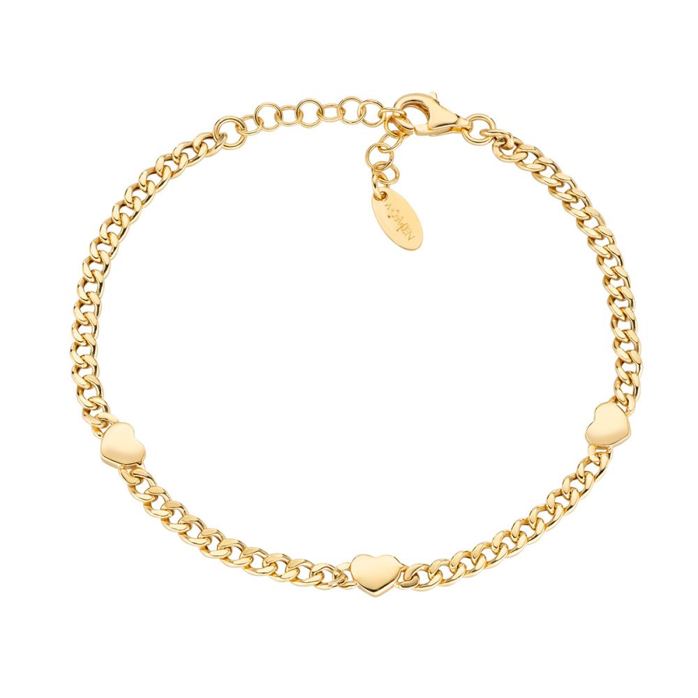 Amen Bracciale Catena Argento Gold e Cuori