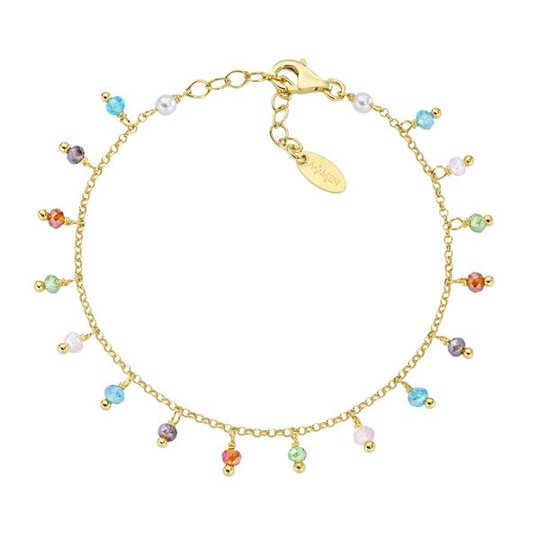 Amen Bracciale Argento Gold Perle e Cristalli