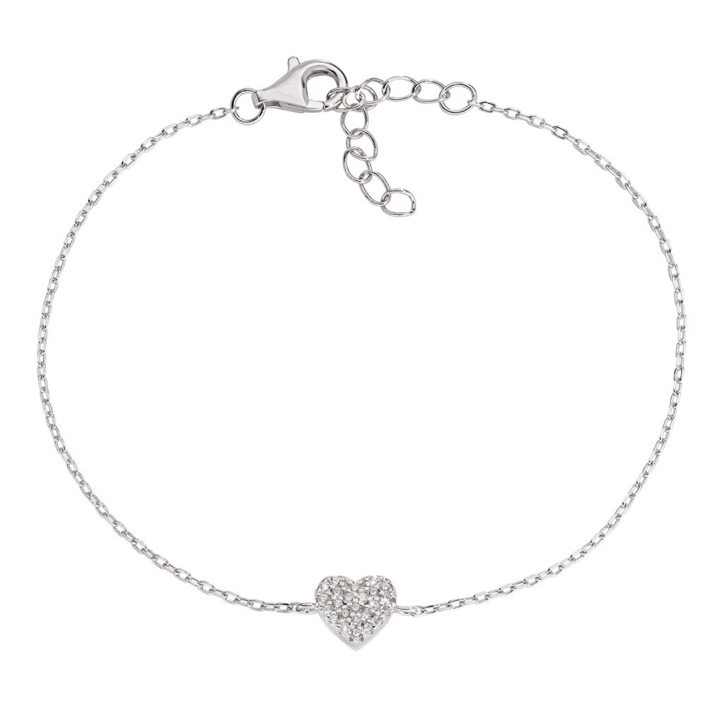 Amen Bracciale Argento Rodiato Cuore Zirconato