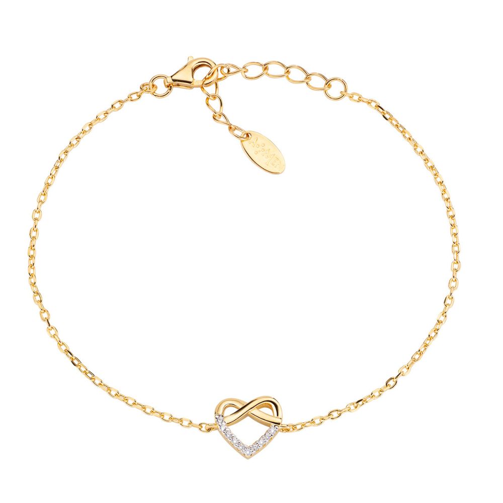 Amen Bracciale Argento Dorato Cuore Infinito