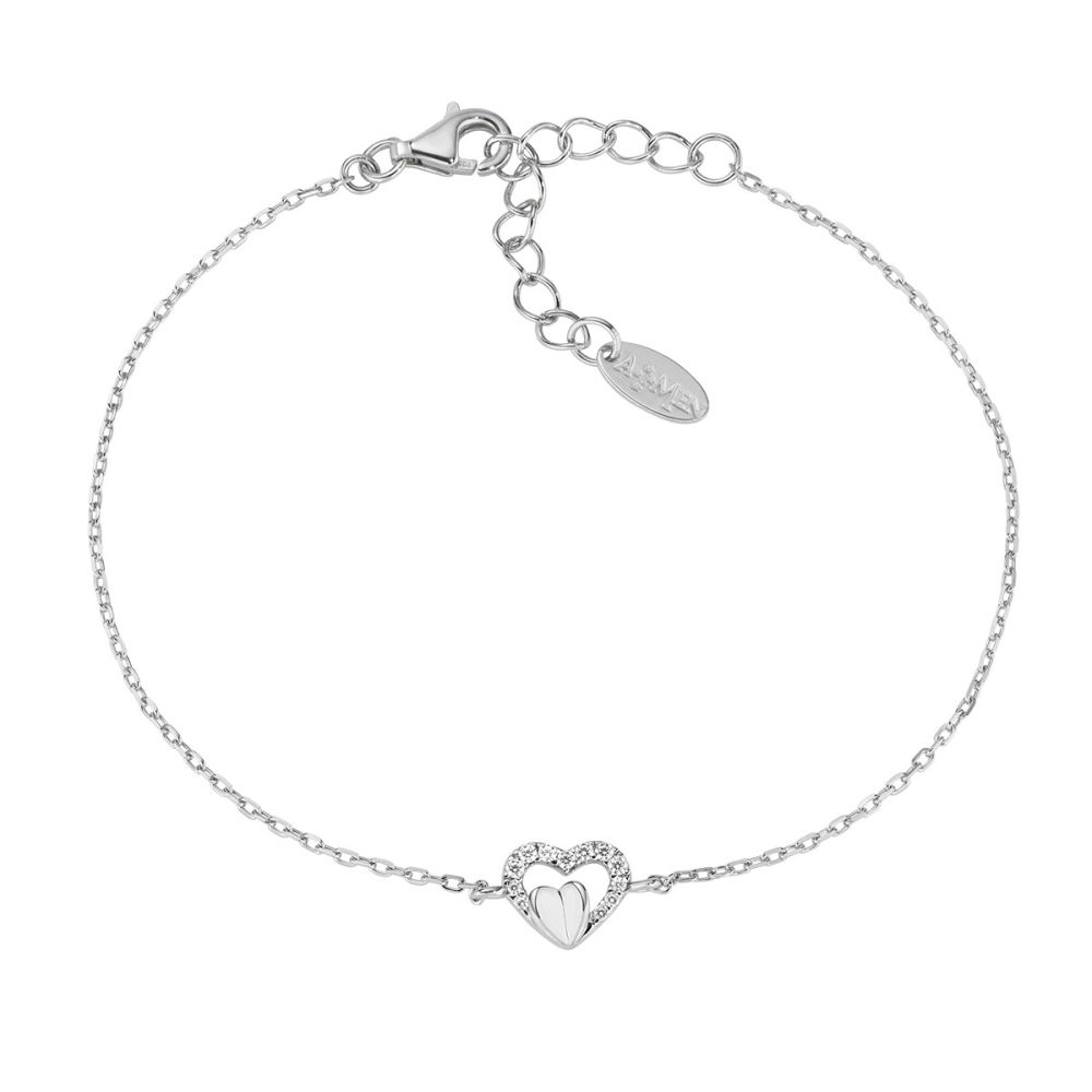 Amen Bracciale Argento Cuori e Zirconi