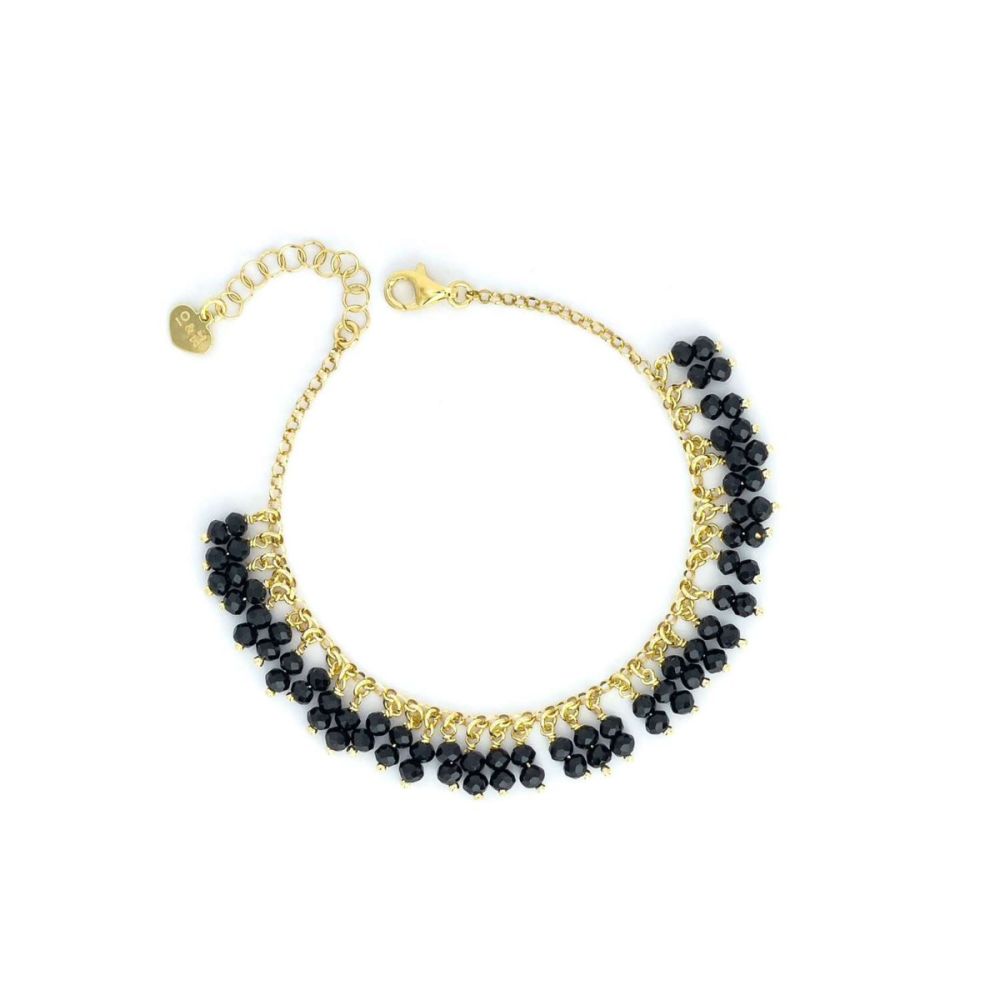 Io & Te Bracciale Argento Dorato Cristalli Neri