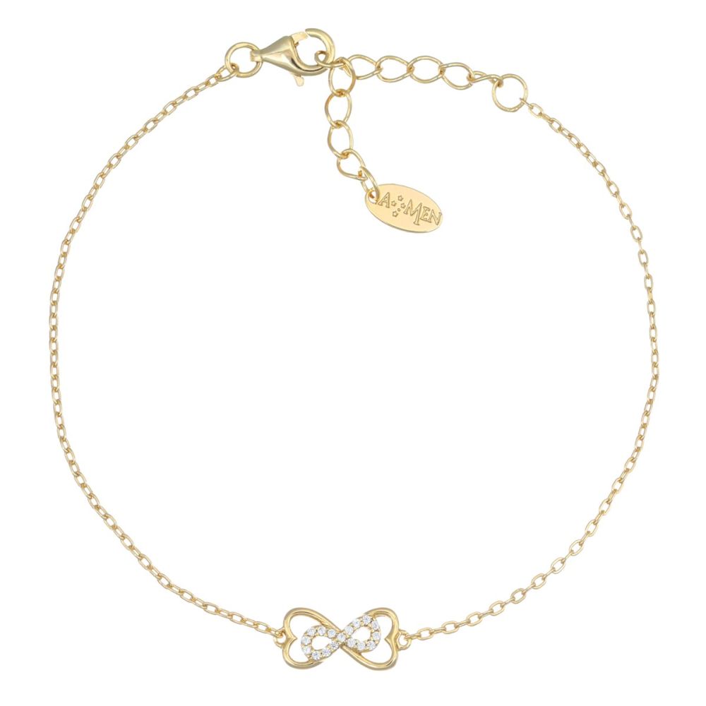 Amen Bracciale Argento Dorato Cuore Infinito