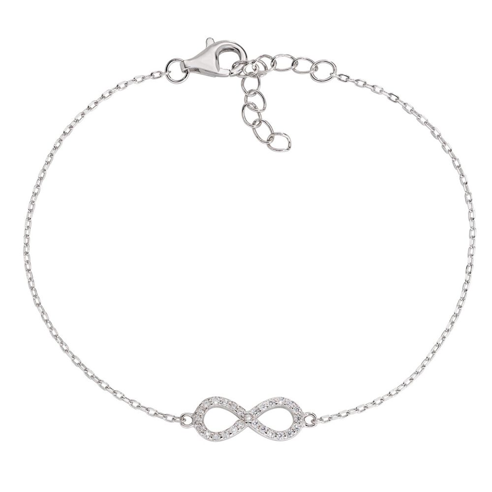 Amen Bracciale Argento Rodiato Infinito Zirconato