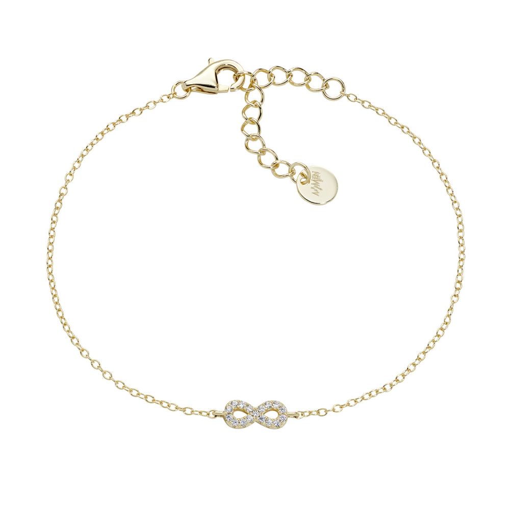 Amen Bracciale Argento Gold Infinito Zirconato