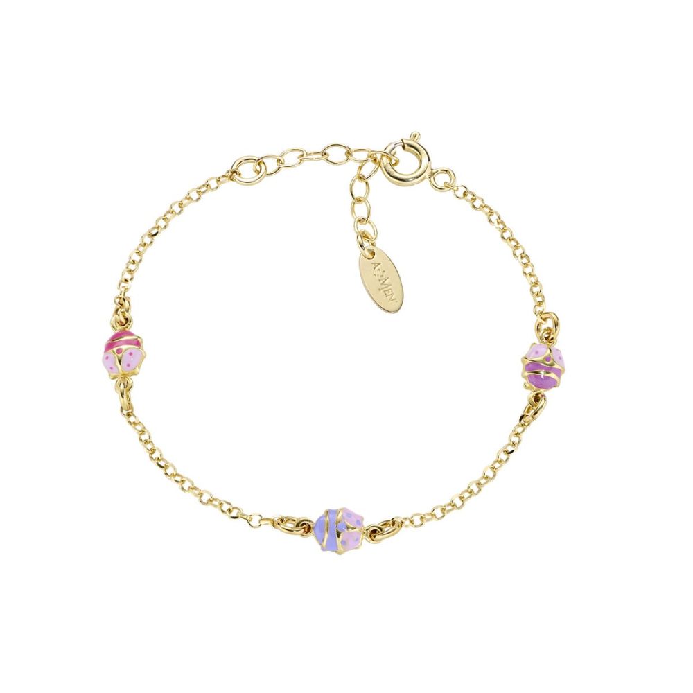 Amen Bracciale Argento Dorato Smalto Multicolor